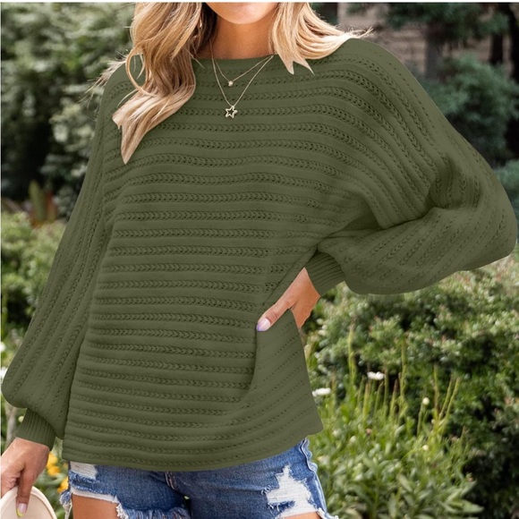 Zesica Women's Casual Long Sleeve Crew Neck Cable Knit Loose Pullover Sweater - Picture 5 of 12